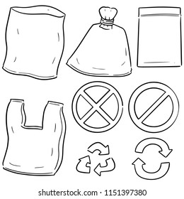 vector set of plastic bag and recycle icon