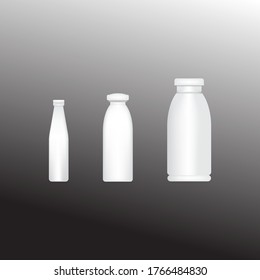 Vector set of plastic bottles for milk, juice and water mock up ready for your design