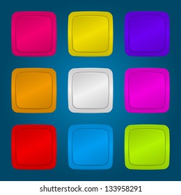 Vector set of plastic colorful buttons on dark background.