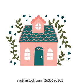 Vector set with playful buildings, Scandinavian and childish style. For children's books, educational materials, posters, cards and seasonal designs. Fully editable for creative projects.