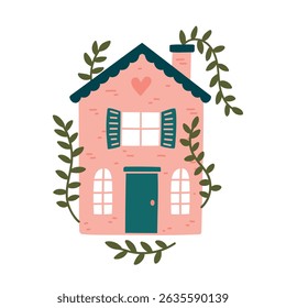 Vector set with playful buildings, Scandinavian and childish style. For children's books, educational materials, posters, cards and seasonal designs. Fully editable for creative projects.