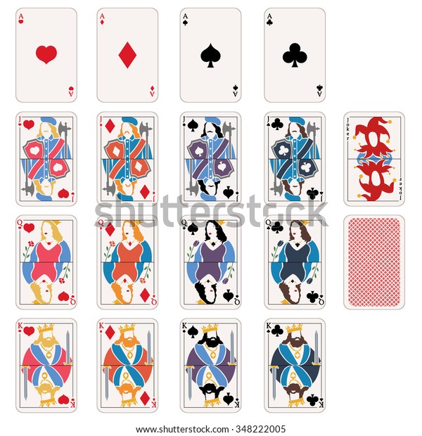 Vector Set Playing Cards Aces Jacks Stock Vector (Royalty Free) 348222005