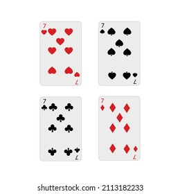 Vector set of playing cards of different suits. seven cards