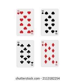 Vector set of playing cards of different suits. ten cards
