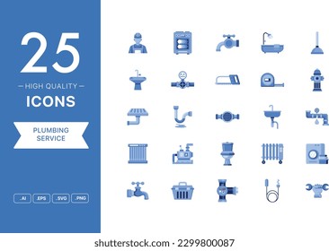 Vector set of Plumbing Service icons