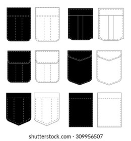 Vector Set of Pocket Icons Isolated on White Background