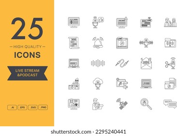 Vector set of Podcast icons