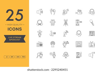 Vector set of Podcast icons