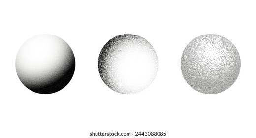 Vector set of point textures, in the form of a circle.  Monochrome monochrome design elements.