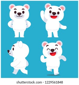 Vector set of polar bear characters in different action poses