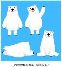 Vector Set of Polar Bear in Different Actions