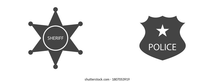 vector set of police badge and sheriff icons