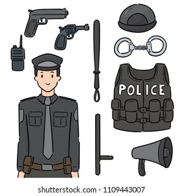 Vektorset für Polizei und Ausrüstung