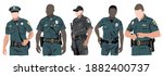 vector set of policeman with guns, swat