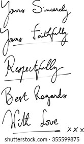 Vector of a set of polite handwritten notes