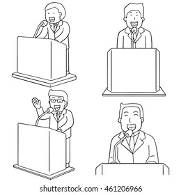 vector set of politician talk at podium