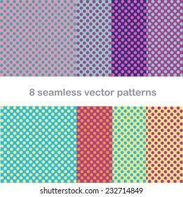 Vector set  polka dots pattern whith different color combinations