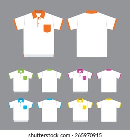 Vector set of  Polo-shirts (front and back views). Design template