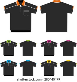 Vector set of Polo-shirts (front and back views). Design template