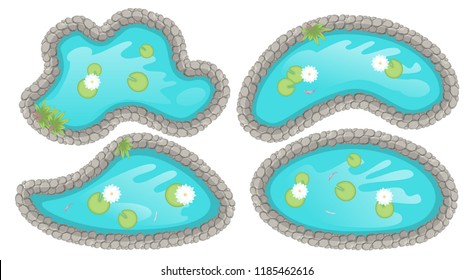 Vector set. The ponds. Top view.