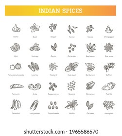 Vector set of popular indian spices