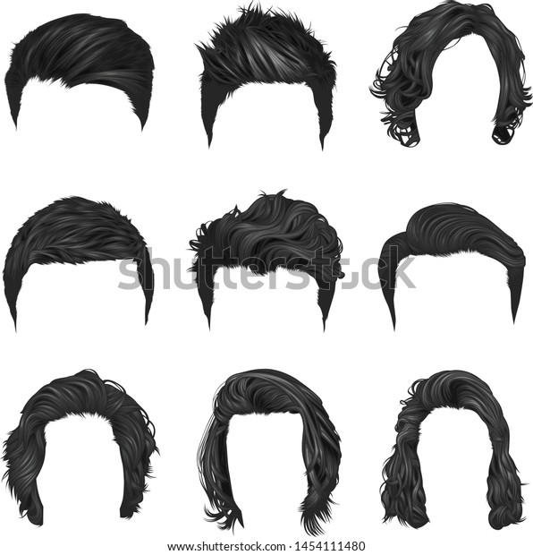 Vector Set Popular Mens Hairstyles Both Stock Vector