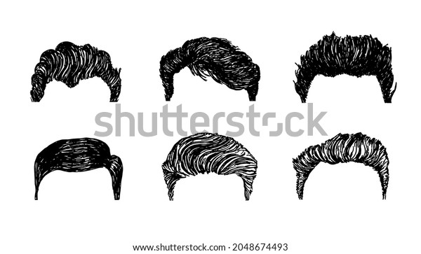 Vector Set Popular Mens Hairstyles Sketch Stock Vector (Royalty Free ...