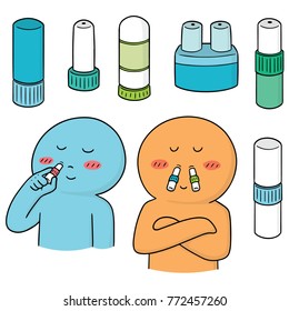 vector set of portable aroma oil stick