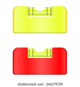 Vector set of portable spirit bubble levels gauge. with green and yellow indicators. on white background