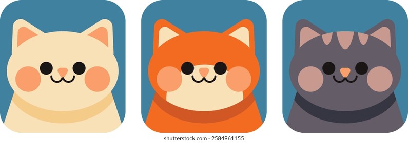 Vector set with portraits of cute cats