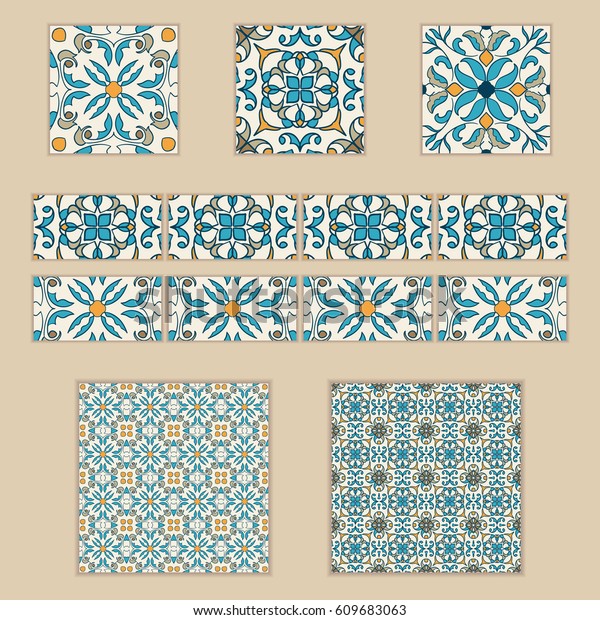 Vector Set Portuguese Tiles Borders Collection: vector de stock (libre ...