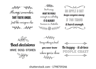 Vector Set Positive Funny Humor Quotes Stock Vector (Royalty Free ...