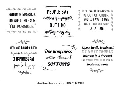 Vector set of positive, funny and humor quotes