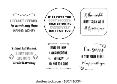 Vector set of positive, funny and humor quotes