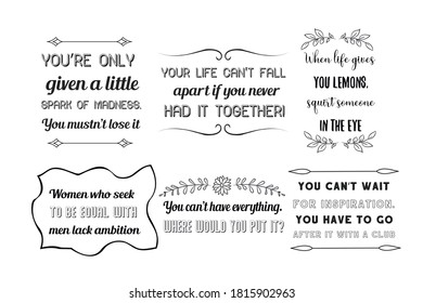 Vector set of positive, funny and humor quotes