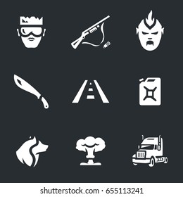 Vector Set of Post-apocalypse road Icons.