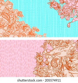 Vector set of postcard size with floral backgrounds