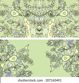 Vector set of postcard size with floral backgrounds