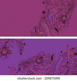 Vector set of postcard size with floral backgrounds