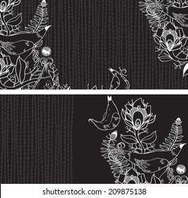 Vector set of postcard size with floral backgrounds