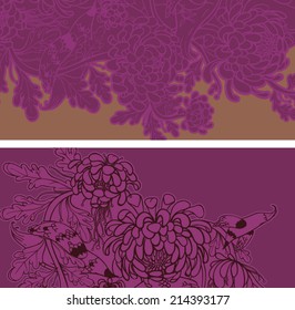 Vector set of postcard size with floral backgrounds