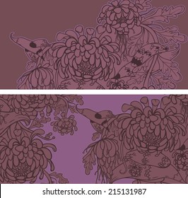 Vector set of postcard size with floral backgrounds 