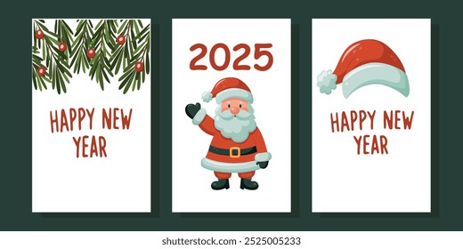 Vector set of postcards on a New Year theme.