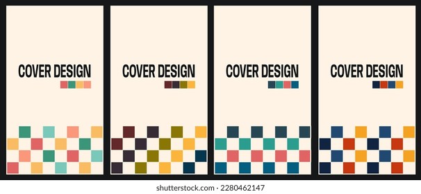 Vector set of poster with color squers. Minimal geometric design for card, cover, poster, flyer,brochure. Vector illustration