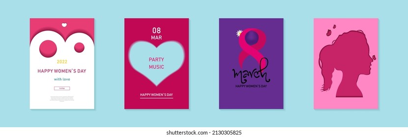 vector set of posters for International Women's Day