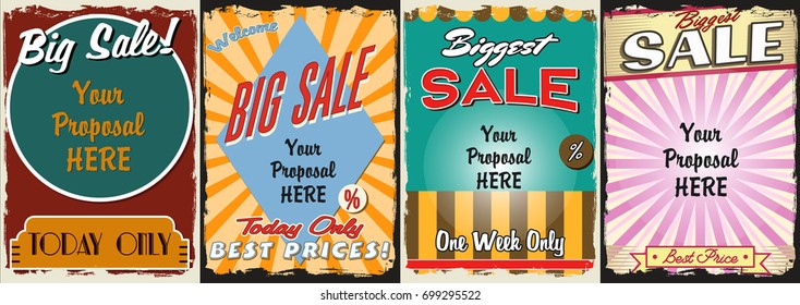 Vector Set of Posters. Retro Advertising Style
