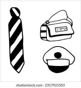Vector set of postman uniform on white
