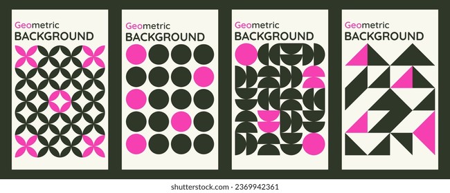 Vector set of postmodern vertical poster. Abstract geometric backgrounds. Vector illustration