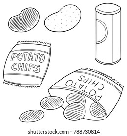 vector set of potato chips