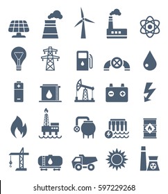 Vektorset Power Energy Industry - Flachsymbole